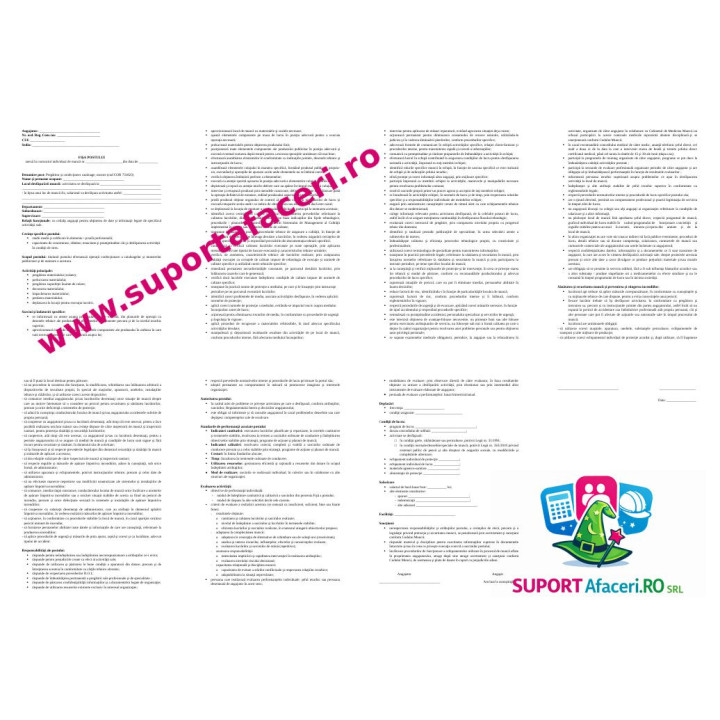 Fișa postului Pregătitor și confecționer cataloage mostre – model editabil DOC
